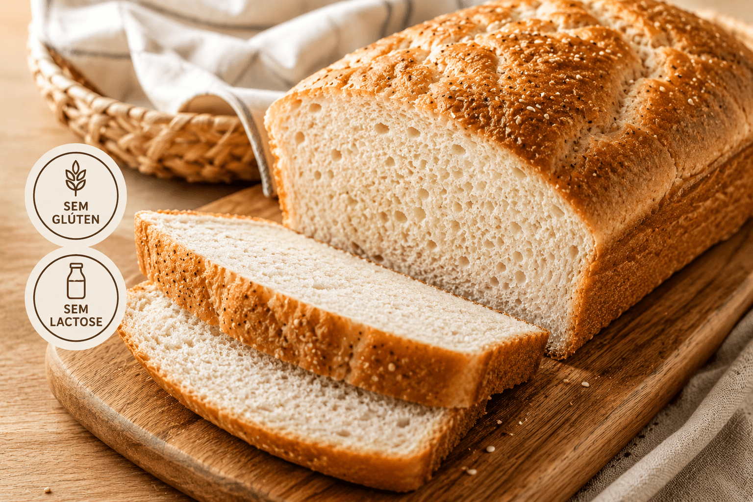 Pão sem lactose e sem glúten que não fica seco